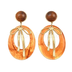 304 Stainless Steel & Resin Stud Dangle Earrings for Women&nbsp;SA-CBA717A-01G-03