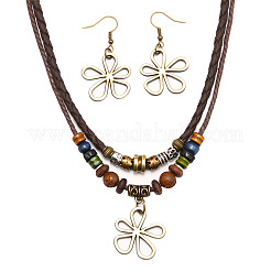Alloy Flower Dangle Earrings & Pendant Necklaces Sets&nbsp;FS-WG061B5-01
