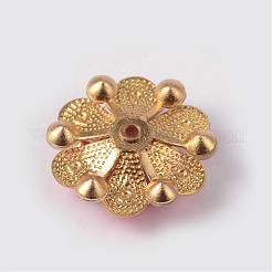 Flower Brass Rhinestone Enamel Cabochon Settings&nbsp;KK-K114-FGM-G