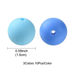 30Pcs 3 Colors Silicone Beads Round Rubber Bead 15MM Loose Spacer Beads for DIY Supplies Jewelry Keychain Making&nbsp;SIL-FS0001-01D