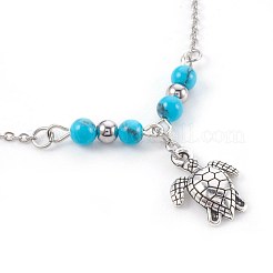 Synthetic Turquoise Charms Anklets&nbsp;AJEW-AN00234-04