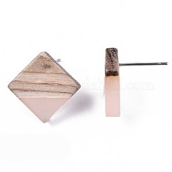 Transparent Resin & Wood Stud Earrings&nbsp;EJEW-N017-005A-A05
