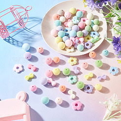 75Pcs 5 Styles Flocking Acrylic Beads&nbsp;OACR-TA0005-01
