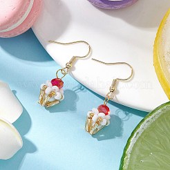 Ice Cream Cup Handmade Glass Seed Beads Dangle Earrings for Women&nbsp;EJEW-MZ00392