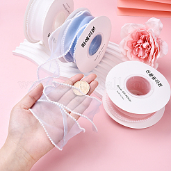 1Roll 5 Yards ABS Pearl Edged Mesh Ribbon for Bowknot Making&nbsp;OCOR-YW0001-13A