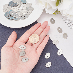 2-Hole Flat Oval 304 Stainless Steel Sewing Buttons for Bracelet Making&nbsp;STAS-UN0011-51P