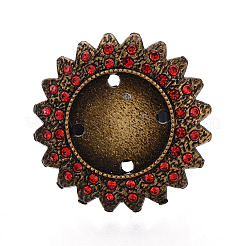 Adjustable Flower Alloy & Iron Rhinestone Bezel Cup Ring Base with Rotatable Tray&nbsp;MAK-T012-04AB