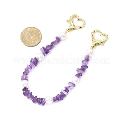 Natural Amethyst Chip Beaded Purse Decorative Chains&nbsp;HJEW-JM04463-01