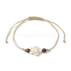 3Pcs 3 Styles Natural Shell & Synthetic Turquoise Braided Bead Bracelets Set&nbsp;BJEW-JB10024