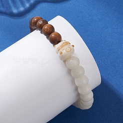 Natural Bodhi Root & Sandalwood Beaded Stretch Bracelets for Women&nbsp;BJEW-TA00736