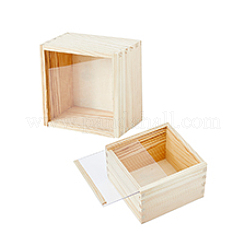 Unfinished Wood Storage Gift Box with Visible Acrylic Slide Lid&nbsp;FIND-WH0420-51
