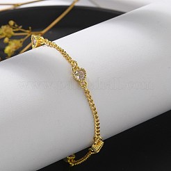 Brass Micro Pave Clear Cubic Zirconia Link Bracelets&nbsp;BJEW-U020-12G
