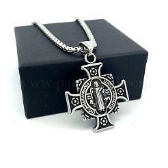 Men's 304 Stainless Steel Saint Benedict Cross Pendant Necklaces&nbsp;QR6322