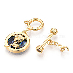 Paua Shell Toggle Clasps&nbsp;KK-P223-12G-01