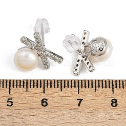 Brass Micro Pave Clear Cubic Zirconia Stud Earrings&nbsp;EJEW-C151-01P