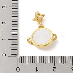 Rack Plating Brass Clear Cubic Zirconia Synthetic Shell Pendants&nbsp;KK-S380-13G