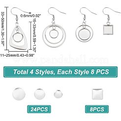 12 Pairs 4 Style Glass Blank Dome Dangle Earrings&nbsp;EJEW-UN0002-21