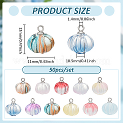 50Pcs Transparent Spray Paint Glass Pendants&nbsp;PALLOY-PH01808
