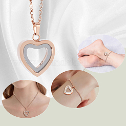 1Pc Stainless Steel Heart Pendant Urn Ashes Necklaces&nbsp;NJEW-CN0001-17RG