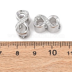 Brass Micro Pave Clear Cubic Zirconia European Beads&nbsp;KK-Z142-07P