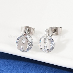 304 Stainless Steel Micro Pave Clear Cubic Zirconia Stud Earrings&nbsp;EJEW-Z089-03P