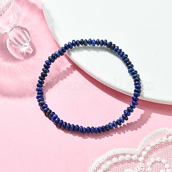 Natural Lapis Lazuli Flat Round Beaded Stretch Bracelets for Women&nbsp;BJEW-JB09717-05