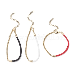 3Pcs 3 Colors 304 Stainless Steel Wheat Chains with Nylon Cord Mixed Chain Bracelet Sets&nbsp;BJEW-JB13288