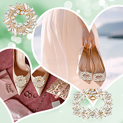 4Pcs 2 Styles Rectangle & Flower Brass Rhinestone Shoe Decorations&nbsp;AJEW-GA0006-93