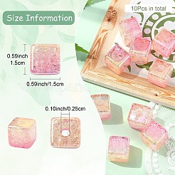 10Pcs Gradient Color & UV Plating Transparent Acrylic Beads&nbsp;OACR-YW0002-25B
