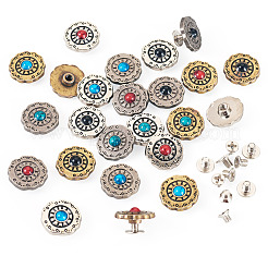 24 Sets 12 Colors Alloy Synthetic Stone Beads Buttons&nbsp;BUTT-TA0001-23