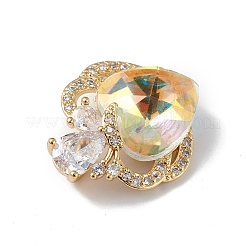 Real 18K Gold Plated Rack Plating Brass Micro Pave Clear Cubic Zirconia Pendants&nbsp;KK-C015-11G