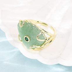 Natural Green Aventurine Cuff Rings&nbsp;GG-CBA5FCC-04G-07
