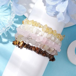 12 Constellation Natural Mixed Gemstone Chip Beaded Stretch Bracelets Sets for Women Men&nbsp;BJEW-JB10264-07