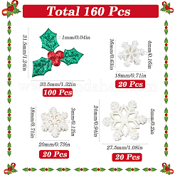 160Pcs 4 Styles Christmas Theme Opaque Resin Cabochons&nbsp;RESI-SC0005-80A