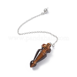 Natural Tiger Eye Pointed Dowsing Pendulums&nbsp;AJEW-B020-03P-03