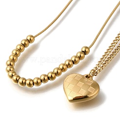 304 Stainless Steel Heart Pendant Necklaces Sets&nbsp;NJEW-H046-02G