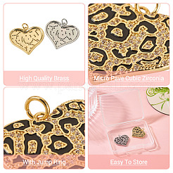 2Pcs 2 Colors Brass Micro Pave Cubic Zirconia Pendants&nbsp;KK-TA0002-20
