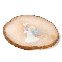 Printed Natural Agate Slice Stone Ornament&nbsp;DJEW-M011-02J