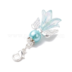 2Pcs 2 Colors Wedding Season Angel Glass Pearl & Acrylic Pendant Decorations&nbsp;HJEW-JM01917