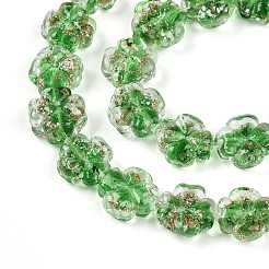 Luminous Handmade Gold Foil Glass Beads Strands&nbsp;FOIL-N029-01F