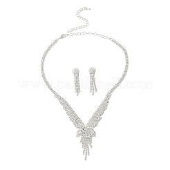 Butterfly Brass Rhinestone Earrings & Pendant Necklaces Set for Women&nbsp;SJEW-M102-06S