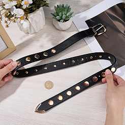 Black PU Imitation Leather Chain Belts&nbsp;AJEW-WH20070-318A
