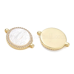 Rack Plating Brass Micro Pave Clear Cubic Zirconia Connector Charms&nbsp;CU-CBA01AA-23G