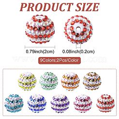 20Pcs 9 Colors Striped Resin Rhinestone Beads&nbsp;OACR-FS0002-35