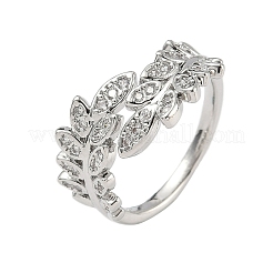Brass Micro Pave Cubic Zirconia Cuff Rings for Women&nbsp;RJEW-D322-05P