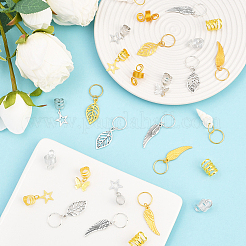 120Pcs 12 Styles Alloy & Iron Dreadlocks Hair Rings Decoration&nbsp;OHAR-SC0001-18B