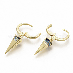 Brass Micro Pave Colorful Cubic Zirconia Dangle Hoop Earrings&nbsp;X-EJEW-S208-069