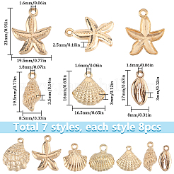 56Pcs 7 Styles Light Gold Marine Animal Alloy Pendants&nbsp;FIND-SC0012-78