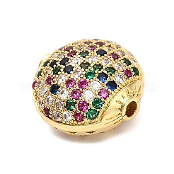 Brass Micro Pave Cubic Zirconia Beads&nbsp;KK-L229-023G-01