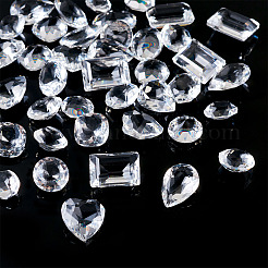 40Pcs 8 Styles Transparent Glass Rhinestone Cabochons&nbsp;RGLA-TA0001-08